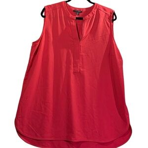 Hilary Radley Coral-Red Sleeveless V-Neck Tank Top